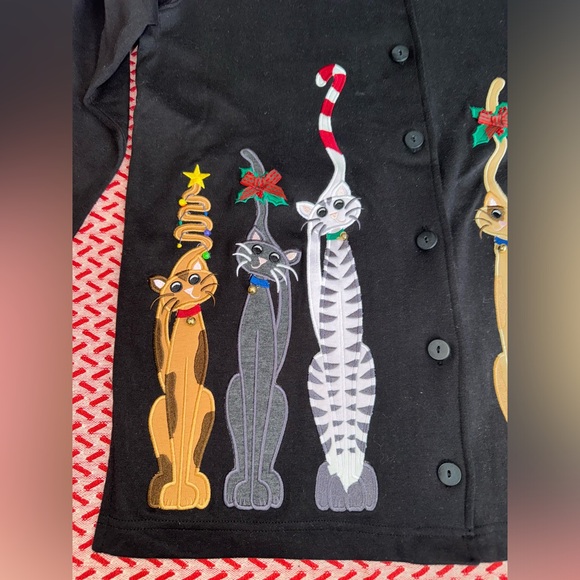 Vintage 90s Bechamel Cat Lady Sweater Christmas Kittens Petite Small EUC - Picture 3 of 13